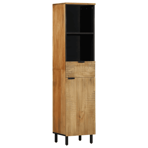 vidaXL Armário de casa de banho 38x33x160 cm mangueira maciça castanho