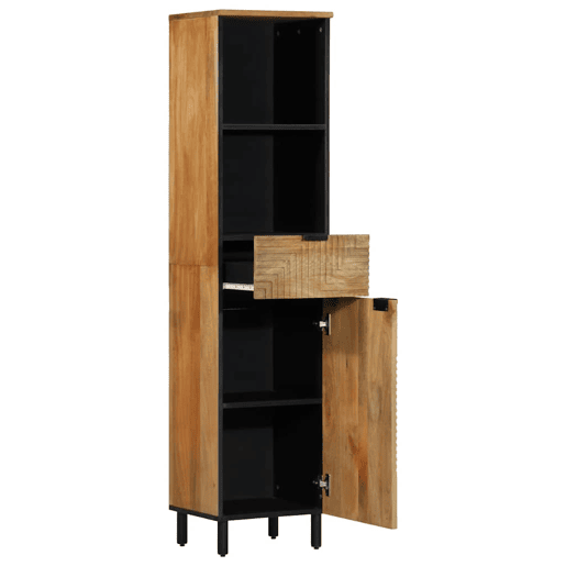 vidaXL Armário de casa de banho 38x33x160 cm mangueira maciça castanho