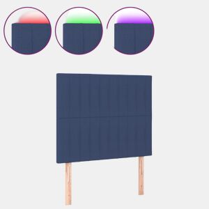 vidaXL Cabeceira de cama c LED tecido 90x5x118128cm azul