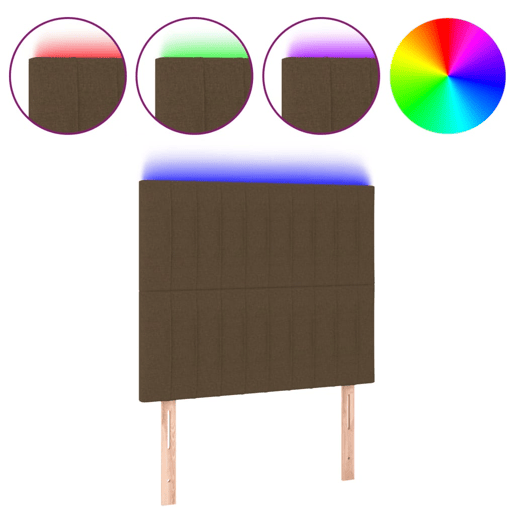 vidaXL Cabeceira de cama c luzes LED tecido 90x5x118128 cm castanho