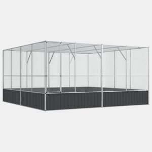 vidaXL Aviário 418x414x212 cm aço prateado