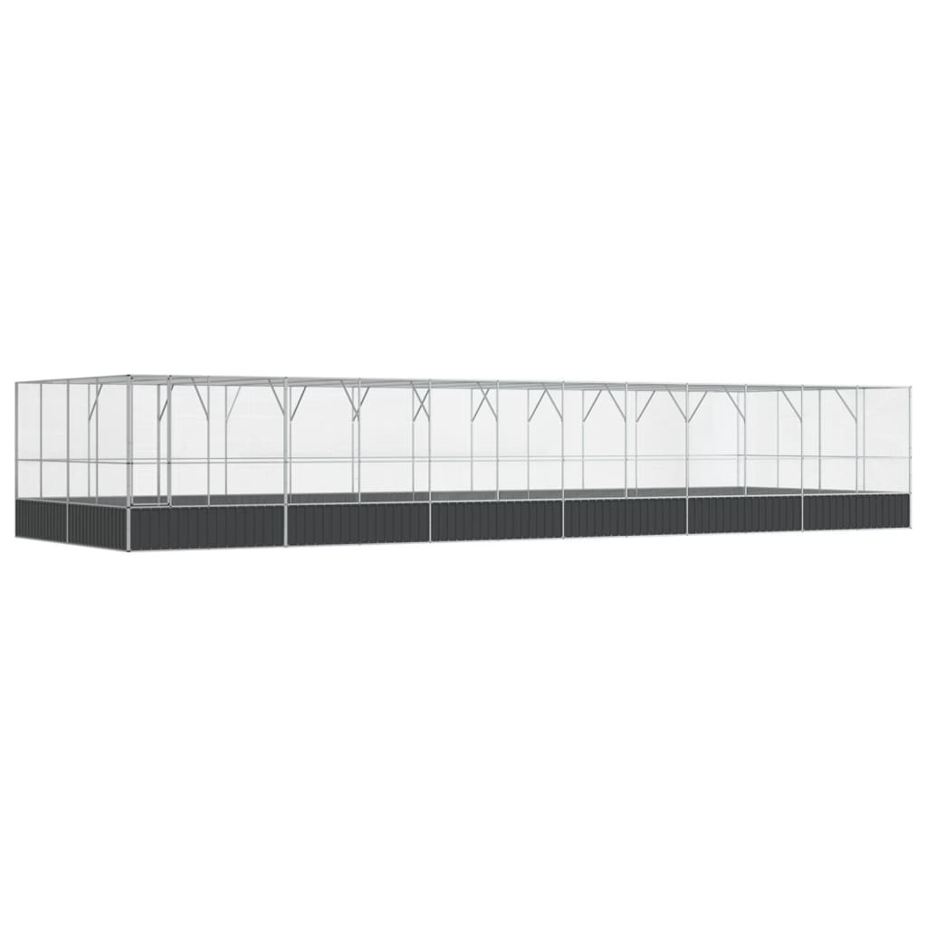 Vidaxl pajarera con extensión de acero color plateado 1246x414x212 cm