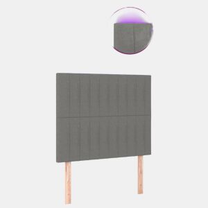 vidaXL Cabeceira de cama c LED tecido 100x5x118128 cm cinza-escuro