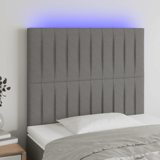 vidaXL Cabeceira de cama c LED tecido 100x5x118128 cm cinza-escuro vidaXL Cabeceira de cama c LED tecido 100x5x118128 cm cinza-escuro