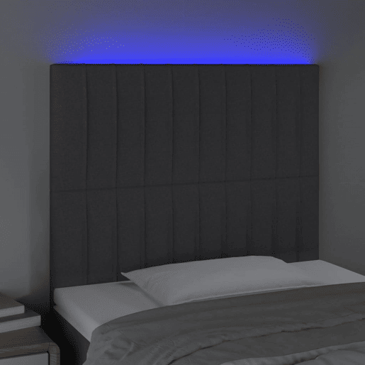 vidaXL Cabeceira de cama c LED tecido 100x5x118128 cm cinza-escuro vidaXL Cabeceira de cama c LED tecido 100x5x118128 cm cinza-escuro