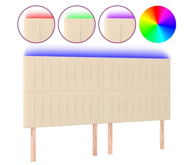 Vidaxl cabecero con luces led tela crema 160x5x118/128 cm