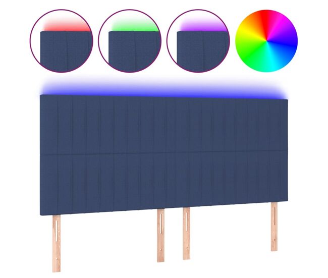 Vidaxl cabecero con luces led tela azul 200x5x118/128 cm
