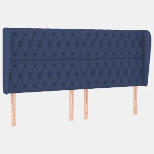 vidaXL Cabeceira de cama c abas tecido 203x23x118128 cm azul