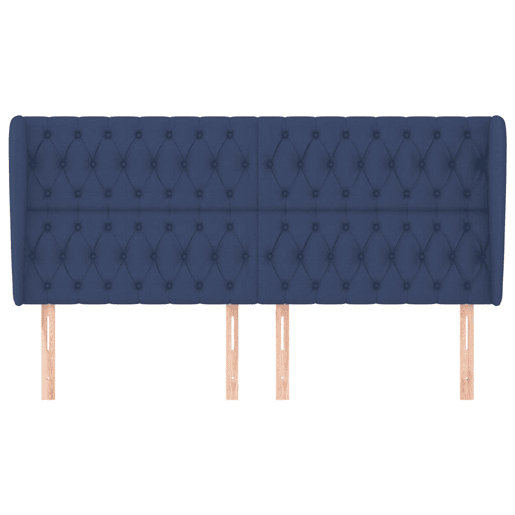vidaXL Cabeceira de cama c abas tecido 203x23x118128 cm azul vidaXL Cabeceira de cama c abas tecido 203x23x118128 cm azul