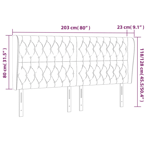 vidaXL Cabeceira de cama c abas tecido 203x23x118128 cm azul vidaXL Cabeceira de cama c abas tecido 203x23x118128 cm azul