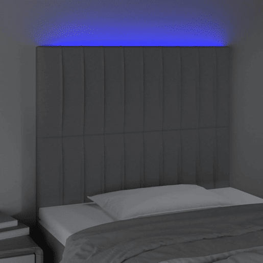 vidaXL Cabeceira cama c luzes LED tecido 80x5x118128 cm cinza-claro