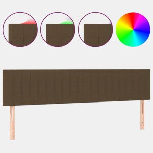 vidaXL Cabeceira de cama c luzes LED tecido 200x5x7888 cm castanho