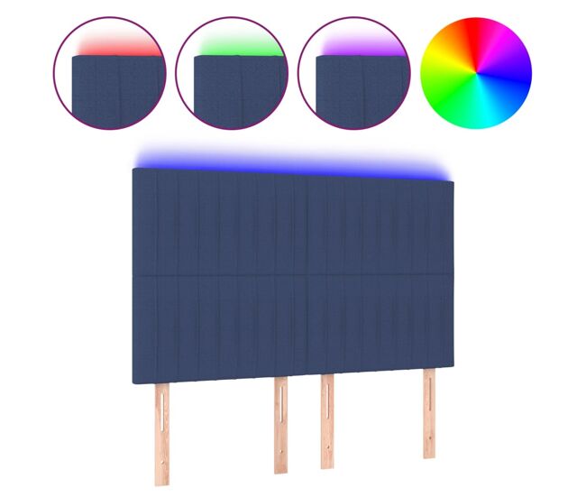 Vidaxl cabecero con luces led tela azul 144x5x118/128 cm
