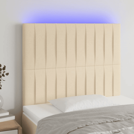 vidaXL Cabeceira de cama c LED tecido 90x5x118128cm crème vidaXL Cabeceira de cama c LED tecido 90x5x118128cm crème