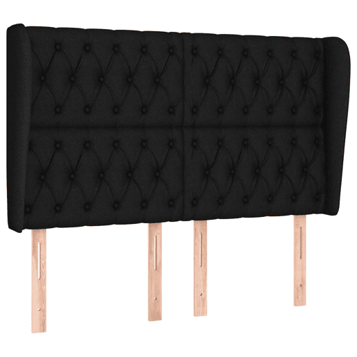 vidaXL Cabeceira de cama c abas tecido 147x23x118128 cm preto vidaXL Cabeceira de cama c abas tecido 147x23x118128 cm preto