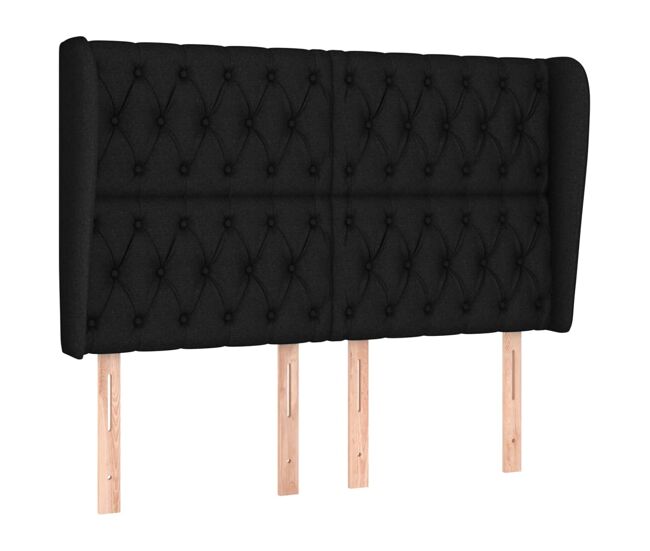 Vidaxl cabecero con orejas de tela negro 147x23x118/128 cm