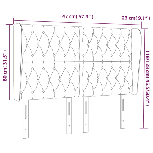 vidaXL Cabeceira de cama c abas tecido 147x23x118128 cm preto vidaXL Cabeceira de cama c abas tecido 147x23x118128 cm preto