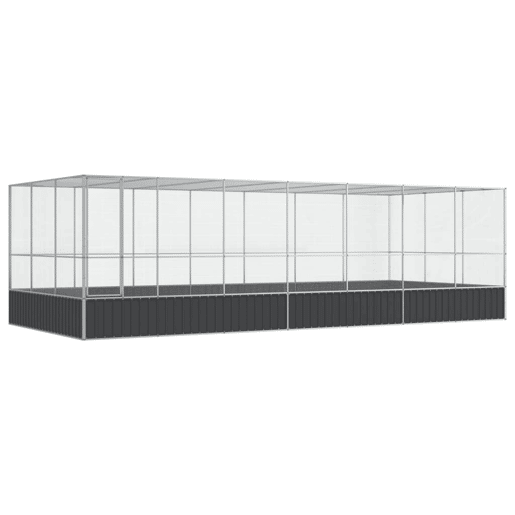 vidaXL Aviário com extensão 725x307x212 cm aço prateado