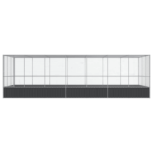 vidaXL Aviário com extensão 725x307x212 cm aço prateado