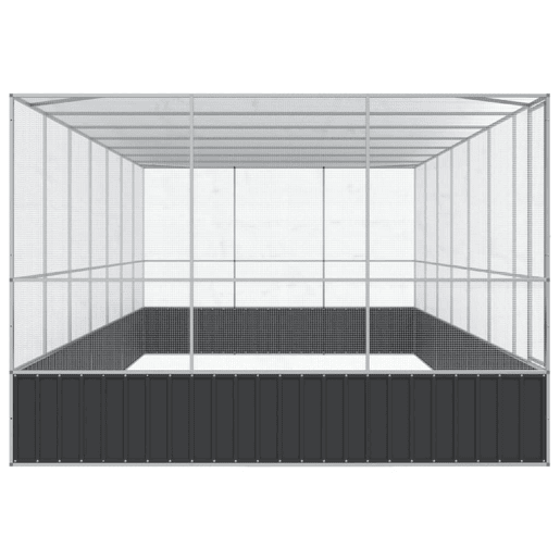 vidaXL Aviário com extensão 725x307x212 cm aço prateado