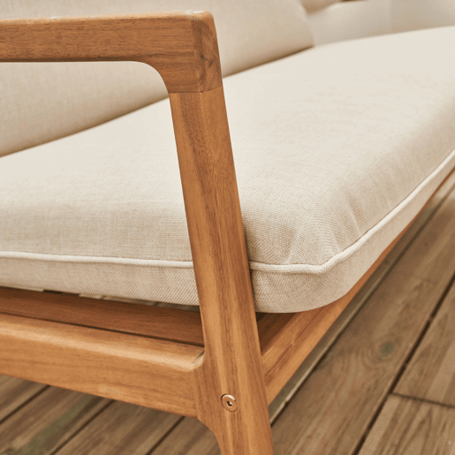 Conjunto de mobiliário de jardim em acácia, 4 lugares, Nalda, Beige, 120x75x78 cm