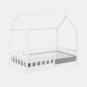 Conjunto de Cama Infantil Cabana ''Bosco'' Branco 90x190cm + Colchão SERENIA 90x190cm (Altura 17cm), Respirável, Adaptável e Térmico