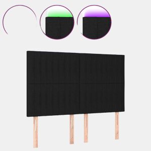 vidaXL Cabeceira cama c LED tecido 144x5x118128 cm preto