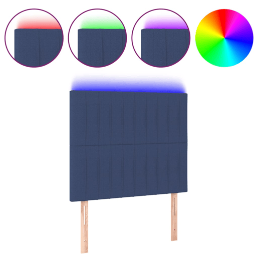 vidaXL Cabeceira cama c LED tecido 80x5x118128 cm azul