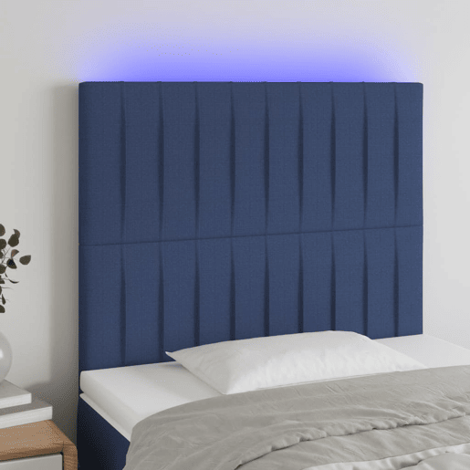 vidaXL Cabeceira cama c LED tecido 80x5x118128 cm azul