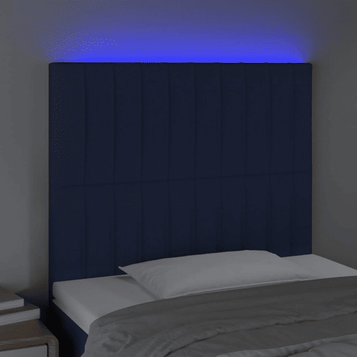 vidaXL Cabeceira cama c LED tecido 80x5x118128 cm azul
