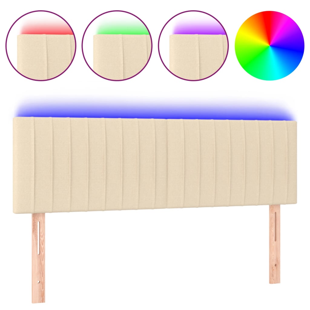 Vidaxl cabecero con led de tela color crema 144x5x78/88 cm