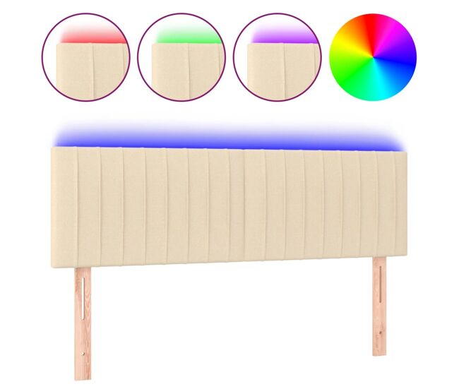 Vidaxl cabecero con led de tela color crema 144x5x78/88 cm
