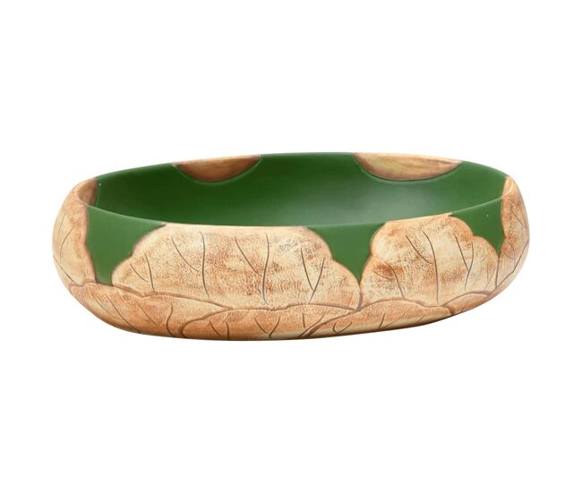Vidaxl lavabo sobre encimera ovalado cerámica verde marrón 59x40x15 cm