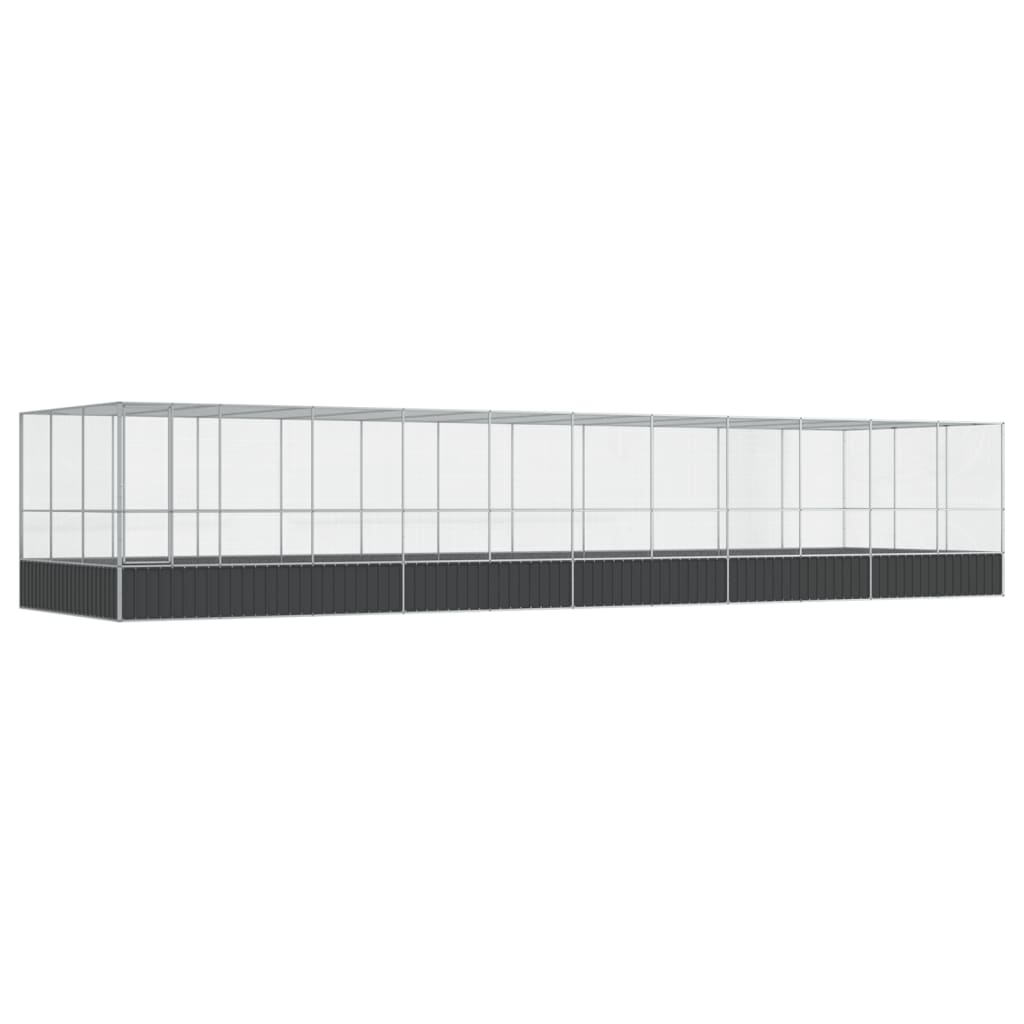 Vidaxl pajarera con extensión de acero color plateado 1139x307x212 cm