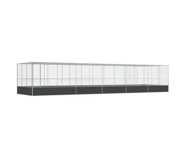 Vidaxl pajarera con extensión de acero color plateado 1139x307x212 cm