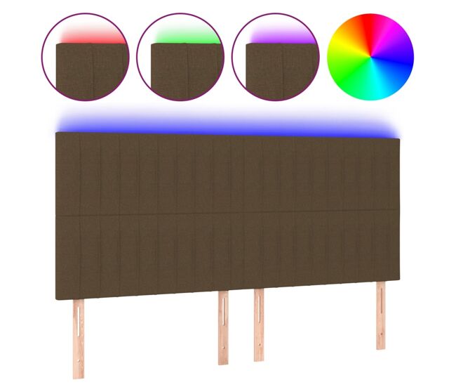 Vidaxl cabecero con luces led tela marrón oscuro 160x5x118/128 cm