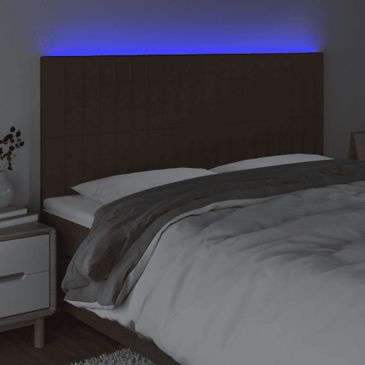 vidaXL Cabeceira de cama c LED tecido 160x5x118128 cm castanho
