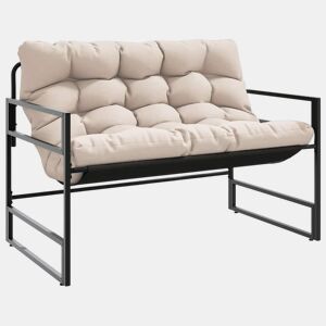 vidaXL Banco de jardim com almofadão 113 cm aço cinzento-acastanhado