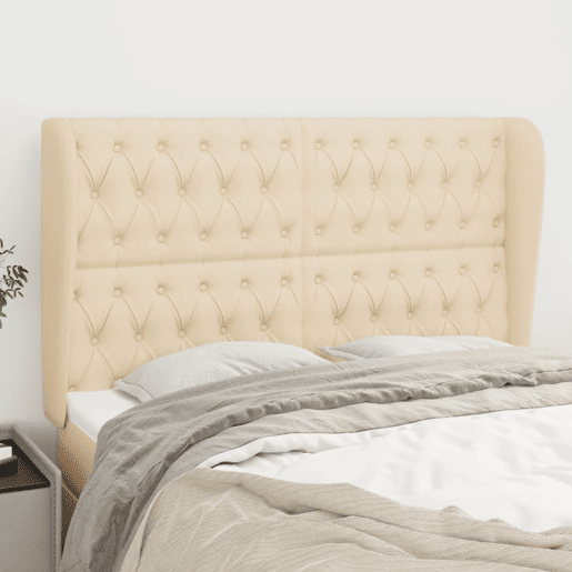 vidaXL Cabeceira de cama c abas tecido 147x23x118128 cm creme vidaXL Cabeceira de cama c abas tecido 147x23x118128 cm creme