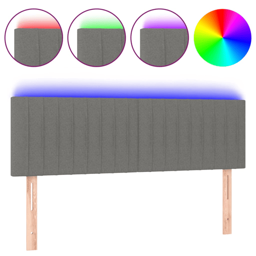 vidaXL Cabeceira de cama cluzes LED tecido 144x5x7888cm cinza-escuro
