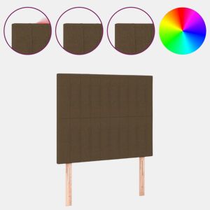 vidaXL Cabeceira de cama c luzes LED tecido 80x5x118128cm castanho