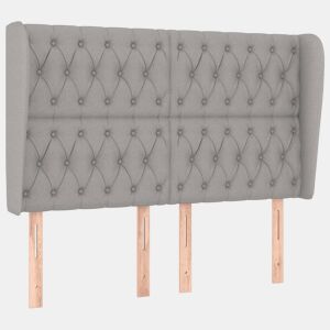 vidaXL Cabeceira cama c abas tecido 163x23x118128 cm cinzento-claro