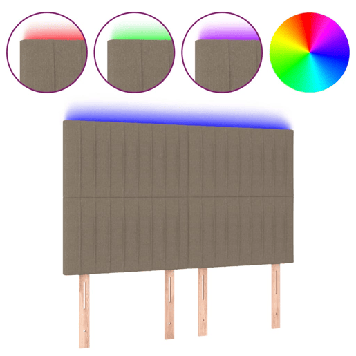 vidaXL Cabeceira cama c LED tecido 144x5x118128 cm cinza-acastanhado vidaXL Cabeceira cama c LED tecido 144x5x118128 cm cinza-acastanhado