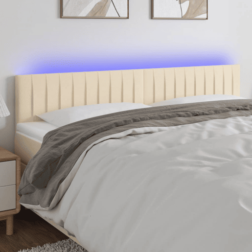 vidaXL Cabeceira de cama c luzes LED tecido 180x5x7888 cm cor creme vidaXL Cabeceira de cama c luzes LED tecido 180x5x7888 cm cor creme