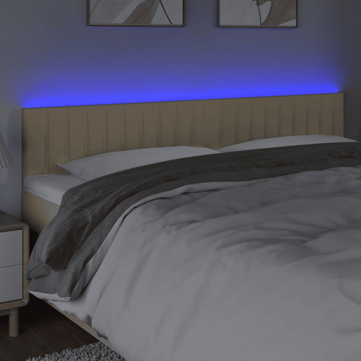 vidaXL Cabeceira de cama c luzes LED tecido 180x5x7888 cm cor creme vidaXL Cabeceira de cama c luzes LED tecido 180x5x7888 cm cor creme