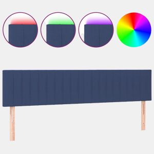vidaXL Cabeceira de cama c luzes LED tecido 180x5x7888 cm azul
