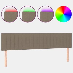 vidaXL Cabeceira cama luzes LED tecido 180x5x7888cm cinza-acastanhado