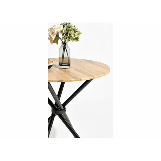Mesa de jantar Fontana KD 80 cm escura + CHARLTON SUEDE BROWN S FRXZ B estilo retro vintage com efeito de madeira e conjunto de 4 cadeiras