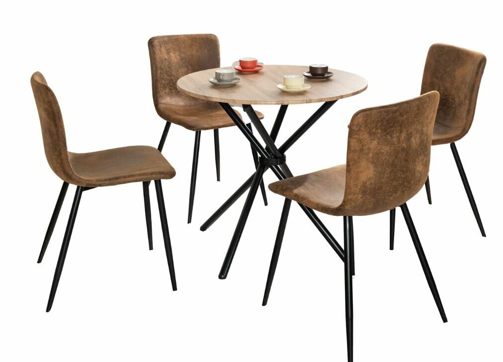 Conjunto de mesa redonda + 4 sillas estilo vintage