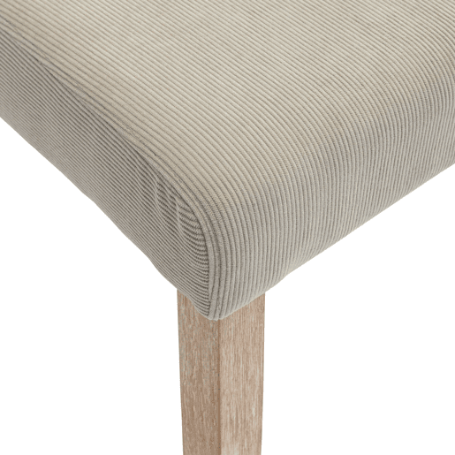 Cadeira de veludo cotelê com pernas de madeira, set de 4, Rita, Cinza bege, 43x56.5x92.5 cm